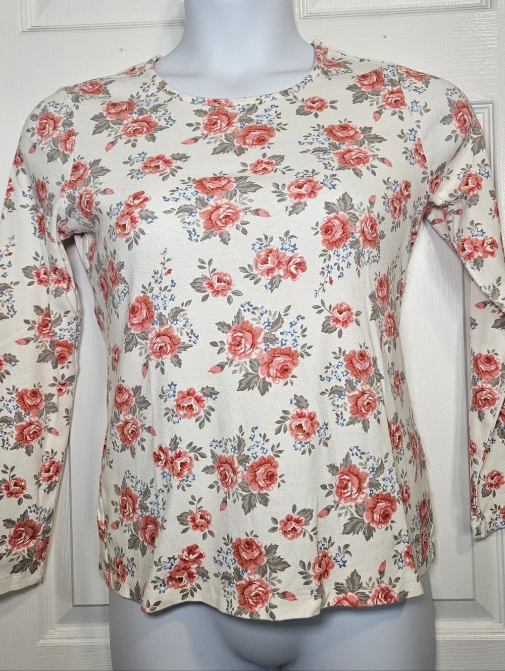 White Stag Floral Long-Sleeve Tee 100% Cotton